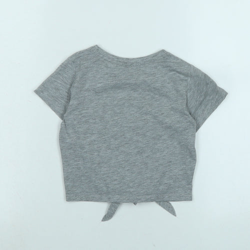 Harry Potter Girls Grey Cotton Cropped T-Shirt Size 7-8 Years Crew Neck - Harry Potter.- - Sequins.