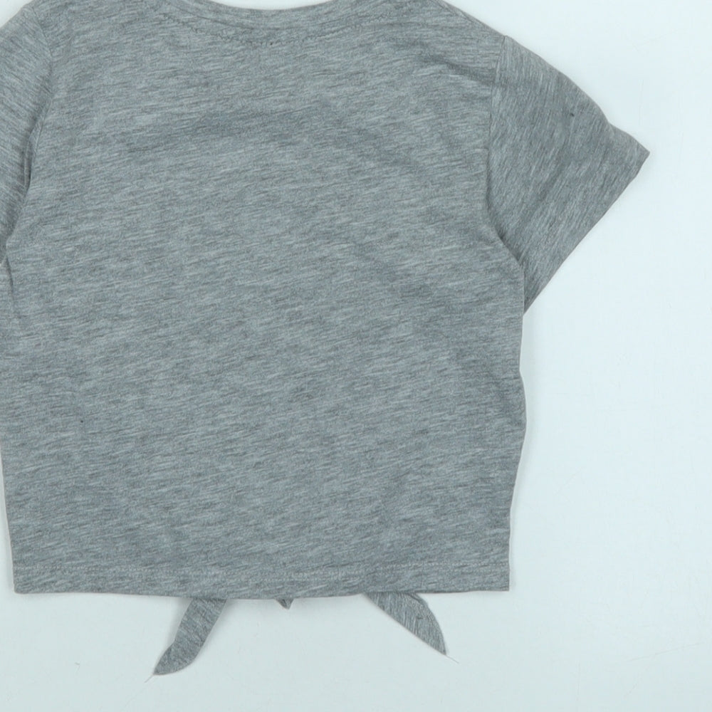 Harry Potter Girls Grey Cotton Cropped T-Shirt Size 7-8 Years Crew Neck - Harry Potter.- - Sequins.