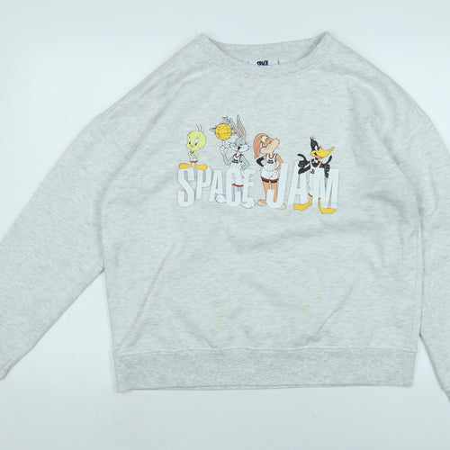 SPICE JAM Womens Grey Cotton Pullover Sweatshirt Size 12 - Spice Jam