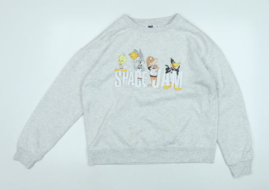 Front view of SPICE JAM women’s grey cotton pullover sweatshirt, size UK 12, - spice jam