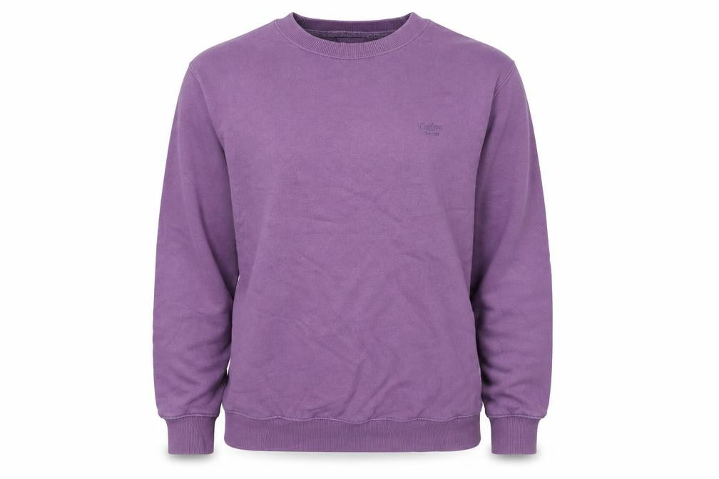 Front view of Cotton Traders women’s purple cotton pullover sweatshirt, size M, - cotton traders