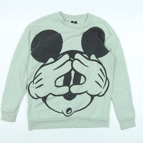 Disney Womens Green Cotton Pullover Sweatshirt Size S - Disney
