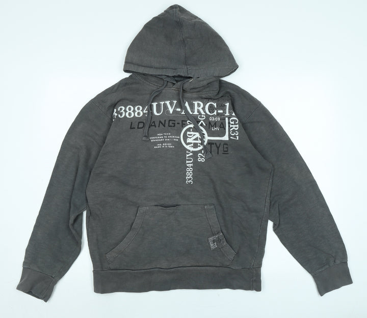 DENIM SEVENTY THREE Mens Grey Cotton Pullover Hoodie Size S - Denim Seventy three