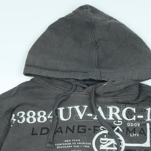 DENIM SEVENTY THREE Mens Grey Cotton Pullover Hoodie Size S - Denim Seventy three