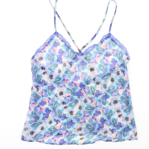 Accessorize Womens Blue Floral Polyester Cami One Piece Size XS