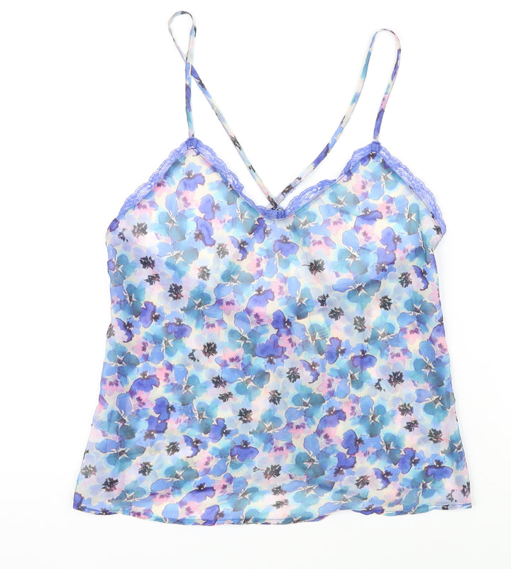 Accessorize Womens Blue Floral Polyester Cami One Piece Size XS