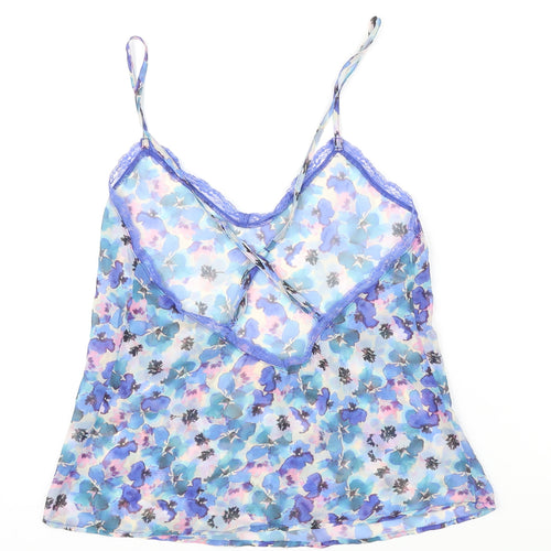 Accessorize Womens Blue Floral Polyester Cami One Piece Size XS