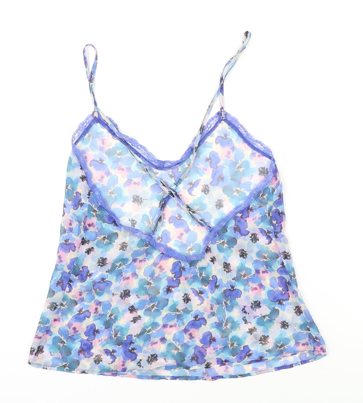 Accessorize Womens Blue Floral Polyester Cami One Piece Size XS