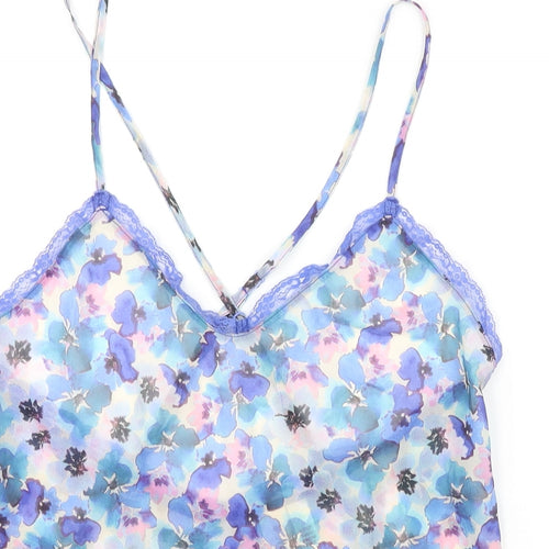 Accessorize Womens Blue Floral Polyester Cami One Piece Size XS