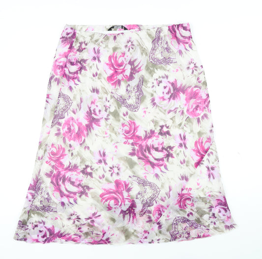 BM Womens Multicoloured Floral Polyester A-Line Skirt Size 16 - Elasticated waist