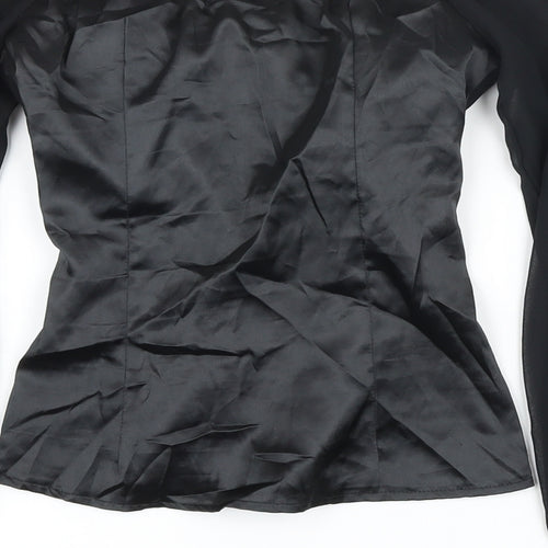PRETTYLITTLETHING Womens Black Polyester Blend Cropped Blouse Size 4 Square Neck