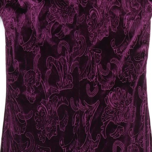 M&Co Womens Purple Polyester Pencil Dress Size 10 Boat Neck - Cold Shoulder