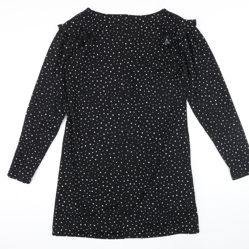 MNG Womens Black Polka Dot Polyester Shift Size M V-Neck