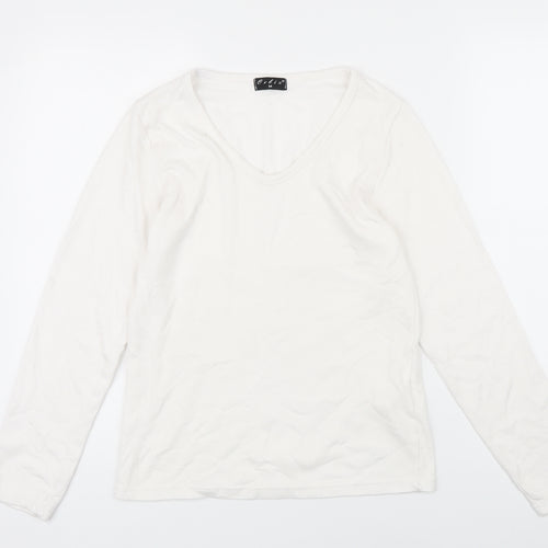 Orbix Womens White Viscose Basic T-Shirt Size M Scoop Neck