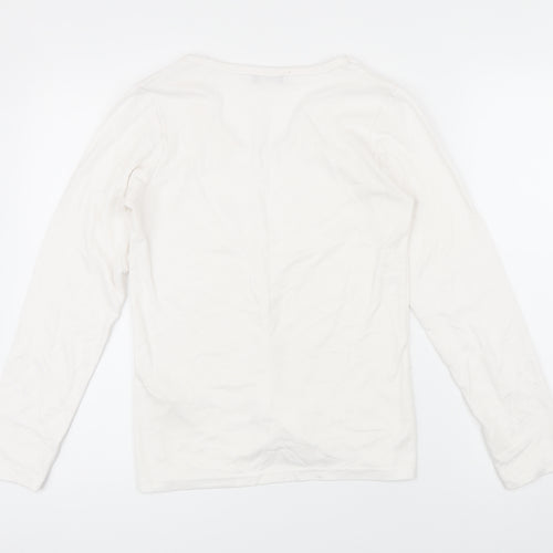 Orbix Womens White Viscose Basic T-Shirt Size M Scoop Neck