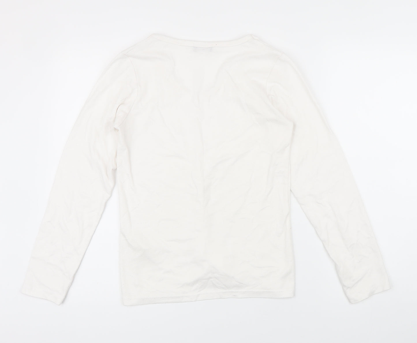 Orbix Womens White Viscose Basic T-Shirt Size M Scoop Neck
