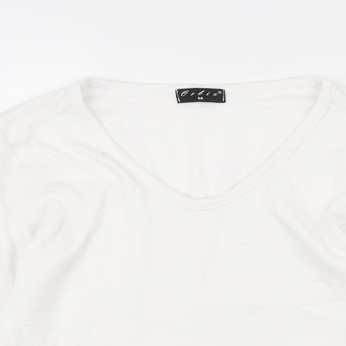Orbix Womens White Viscose Basic T-Shirt Size M Scoop Neck
