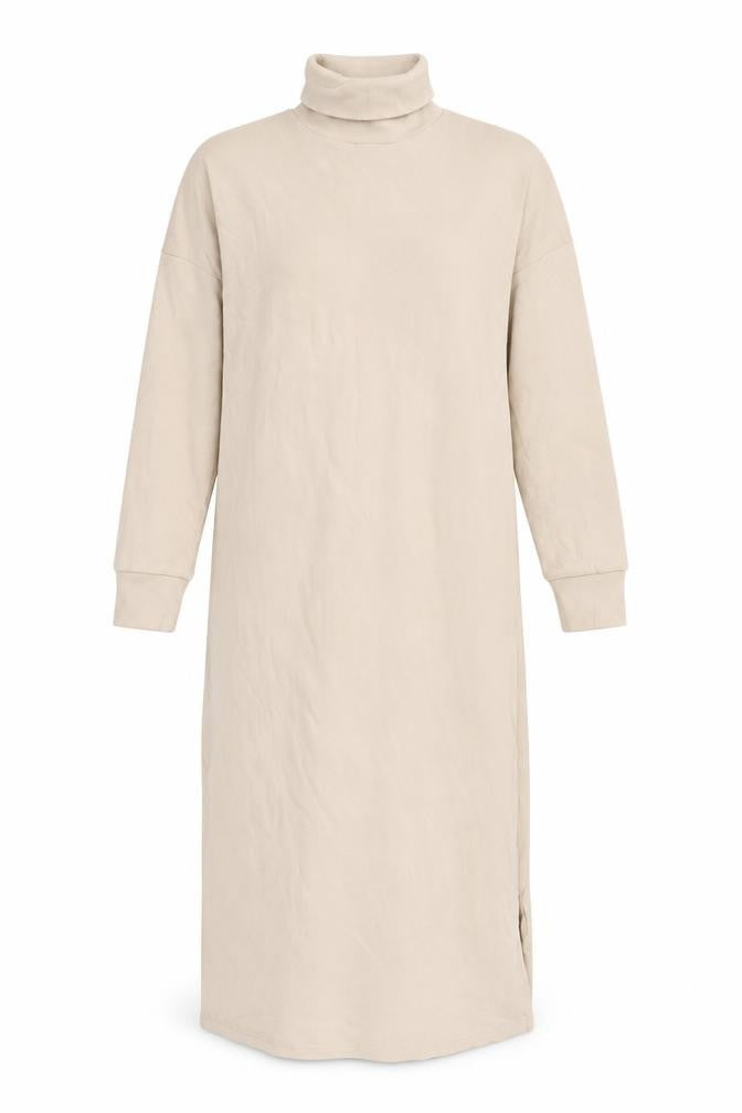 Boohoo Womens Beige Polyester Jumper Dress Size 10 High Neck - Side slits