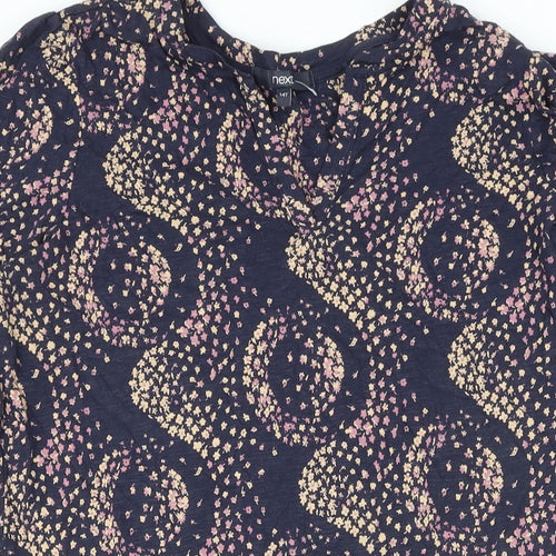 NEXT Womens Blue Floral Cotton Shift Size 14 Boat Neck