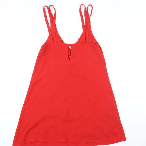 Zara Womens Red Polyester Mini Size XS V-Neck