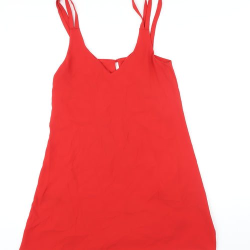 Zara Womens Red Polyester Mini Size XS V-Neck