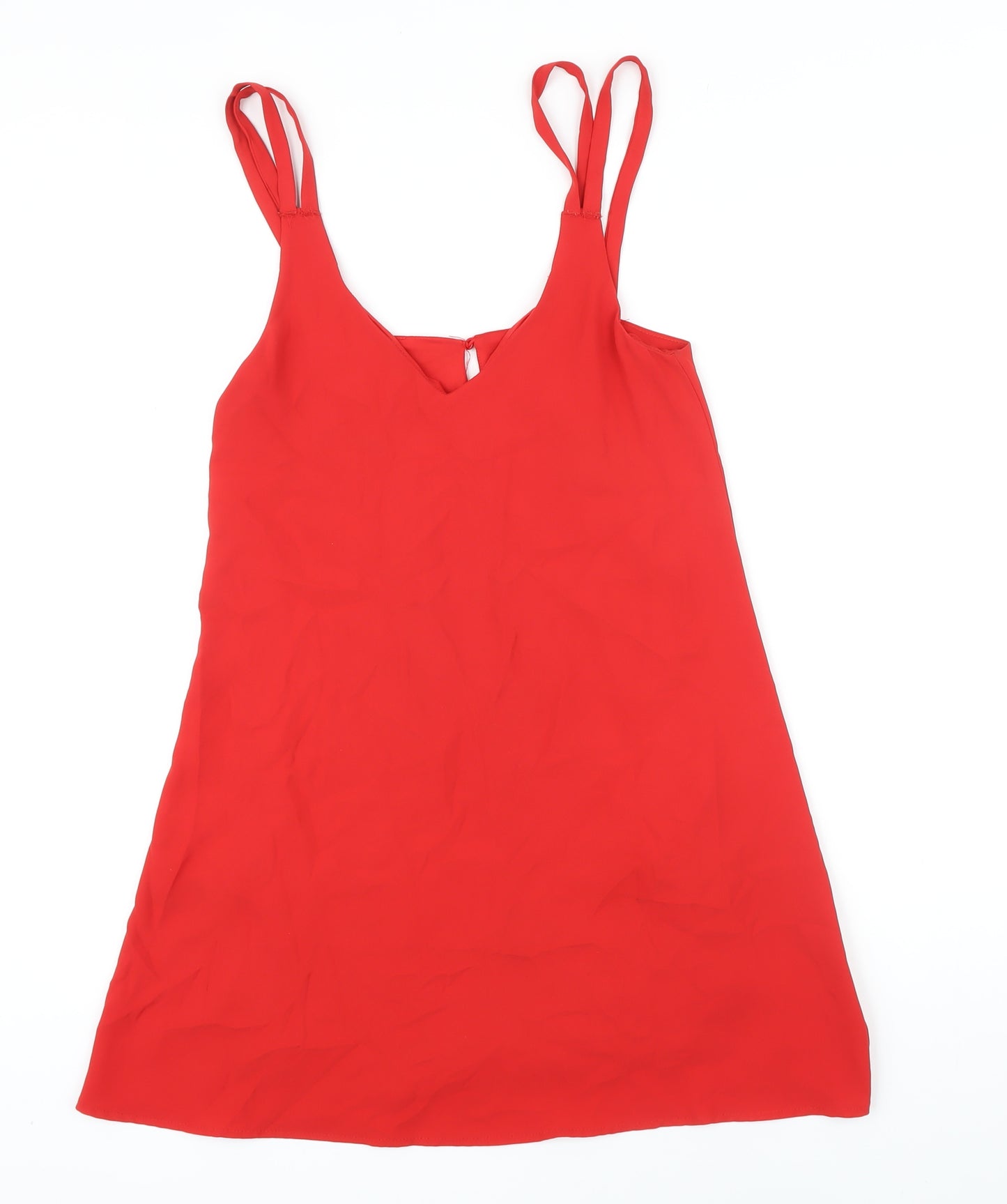 Zara Womens Red Polyester Mini Size XS V-Neck