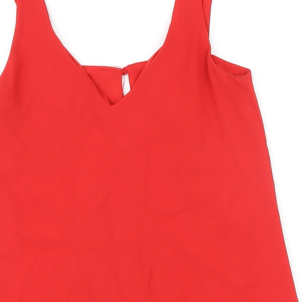 Zara Womens Red Polyester Mini Size XS V-Neck