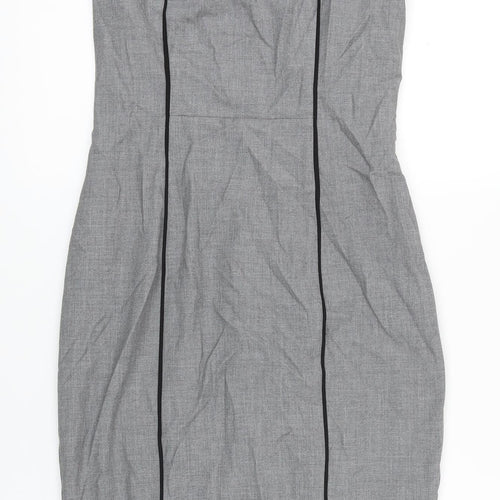 Oasis Womens Grey Polyester Pencil Dress Size 8 Boat Neck