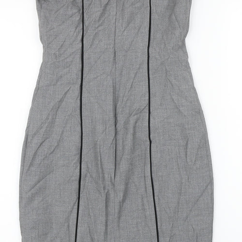 Oasis Womens Grey Polyester Pencil Dress Size 8 Boat Neck