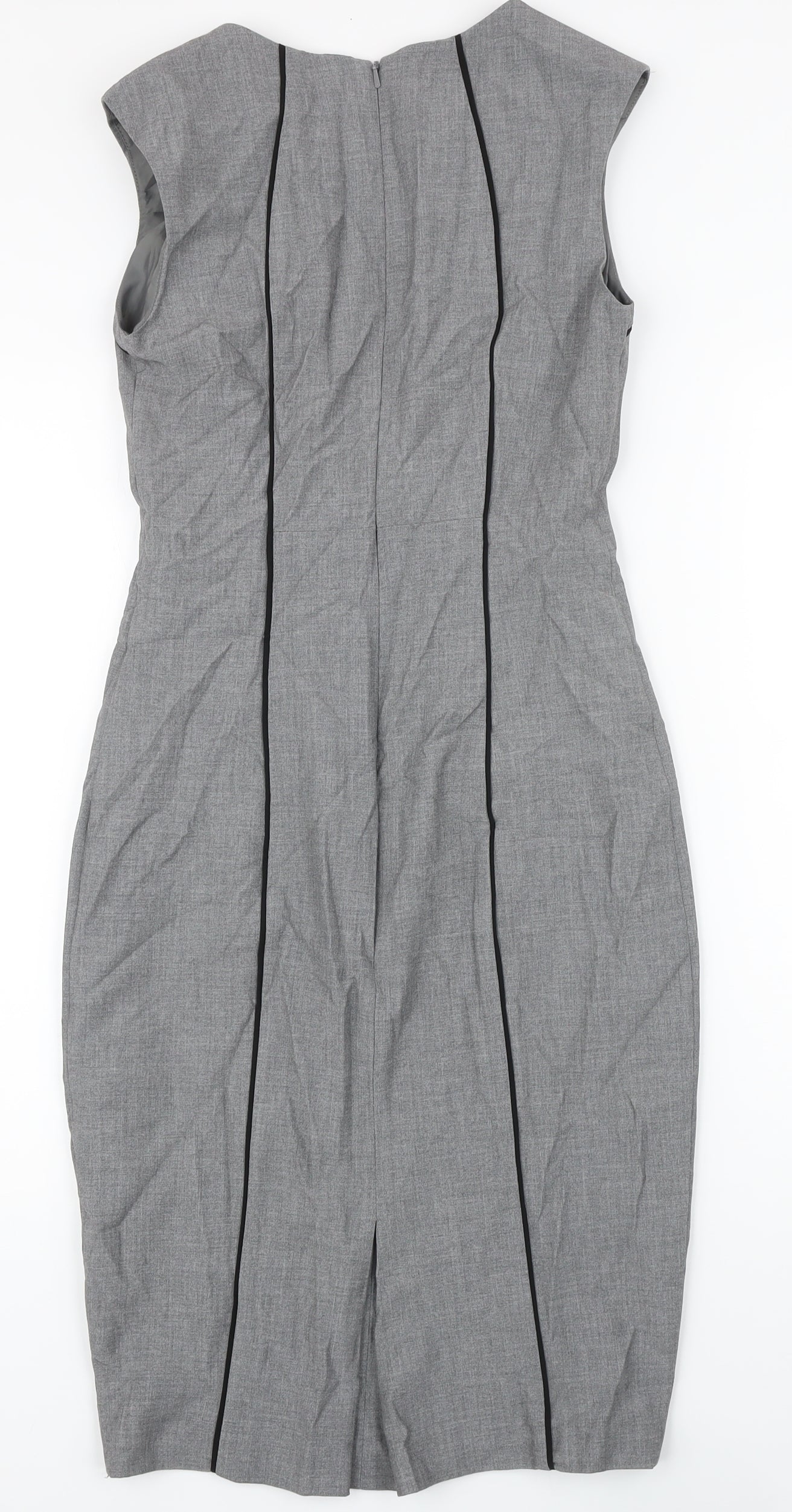 Oasis Womens Grey Polyester Pencil Dress Size 8 Boat Neck