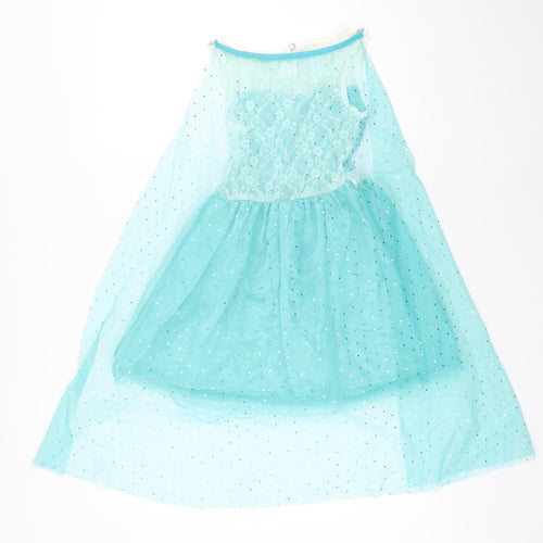 Samgami Girls Blue Polyester Blend Ball Gown Size 6-7 Years Boat Neck - Detachable cape