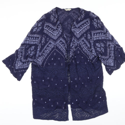 M&S Womens Blue Geometric Kimono Blazer Size 8