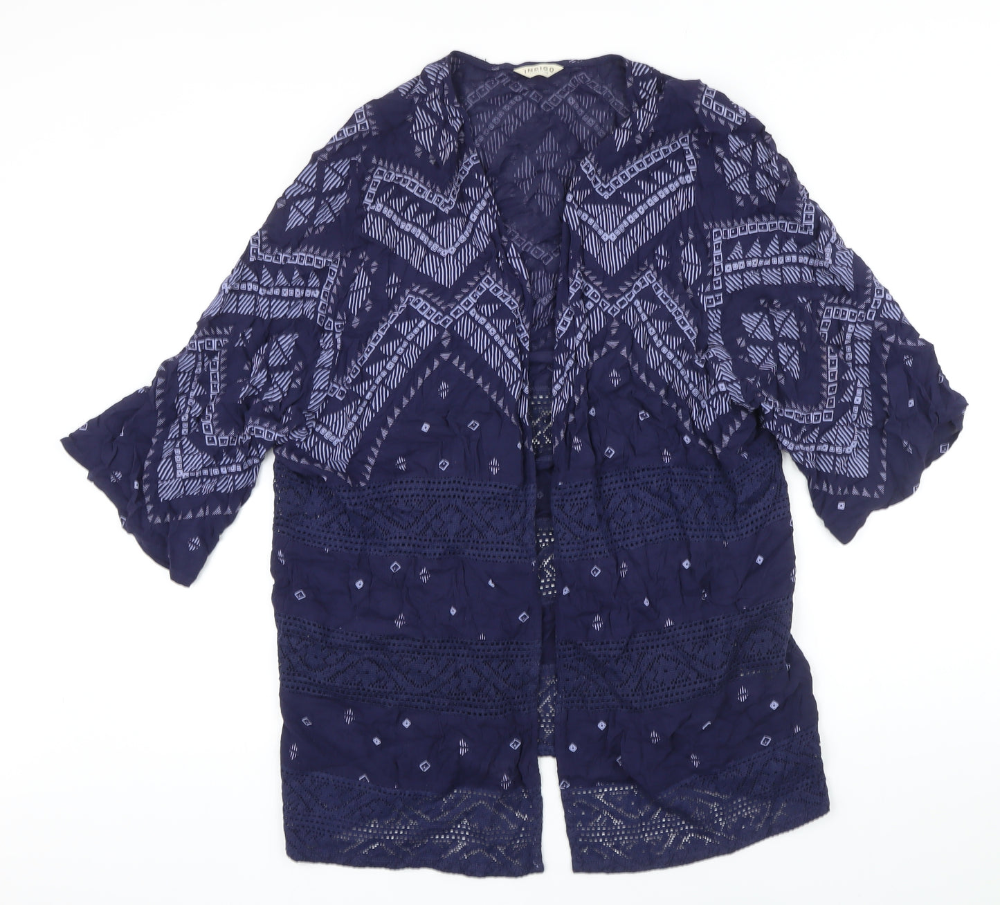 M&S Womens Blue Geometric Kimono Blazer Size 8