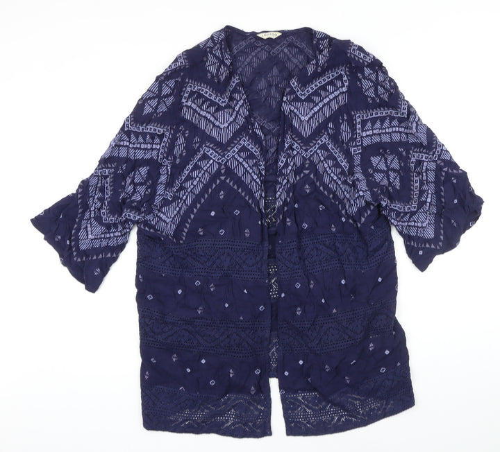 M&S Womens Blue Geometric Kimono Blazer Size 8