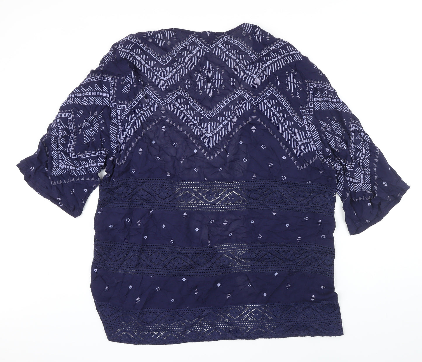 M&S Womens Blue Geometric Kimono Blazer Size 8