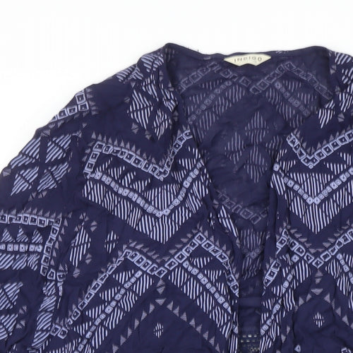 M&S Womens Blue Geometric Kimono Blazer Size 8