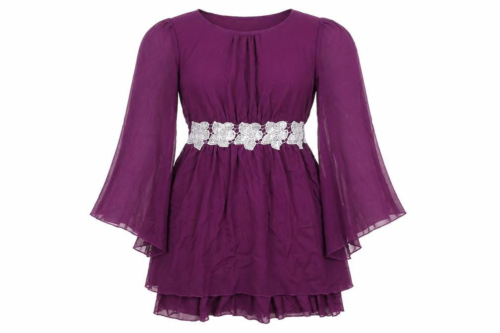 Pussycat London Womens Purple Polyester A-Line Size 8 Boat Neck