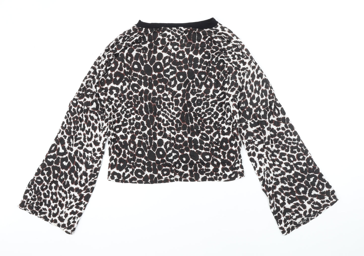 PRETTYLITTLETHING Womens Multicoloured Animal Print Polyester Blend Basic Polo Size 12 Boat Neck
