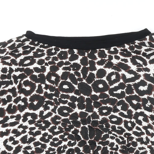 PRETTYLITTLETHING Womens Multicoloured Animal Print Polyester Blend Basic Polo Size 12 Boat Neck