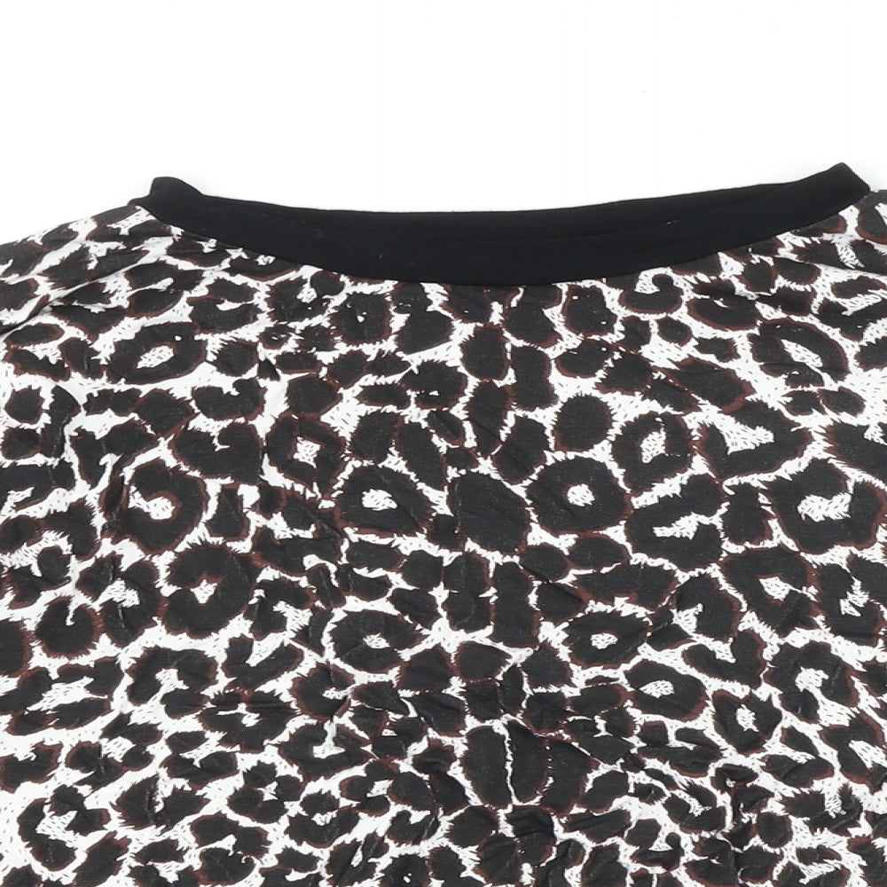 PRETTYLITTLETHING Womens Multicoloured Animal Print Polyester Blend Basic Polo Size 12 Boat Neck