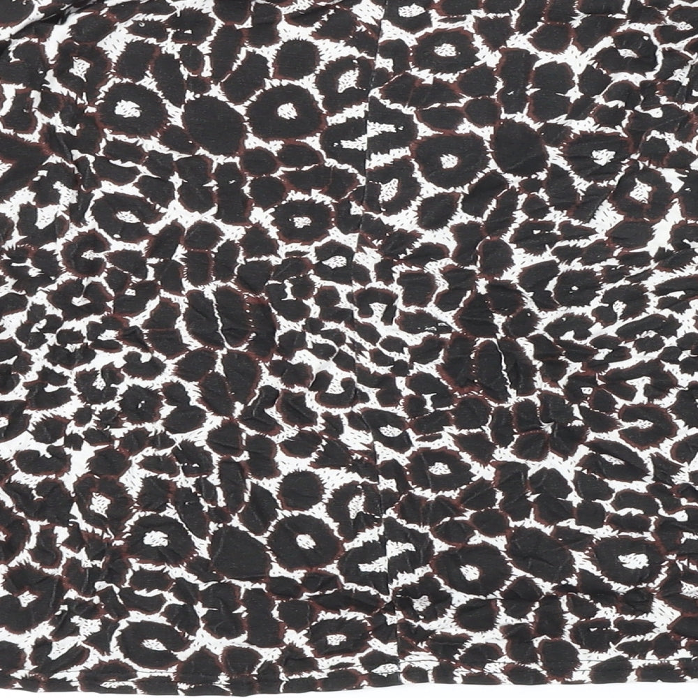 PRETTYLITTLETHING Womens Multicoloured Animal Print Polyester Blend Basic Polo Size 12 Boat Neck