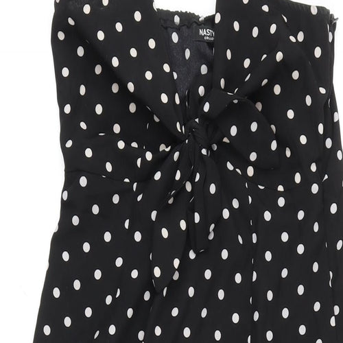 Nasty Gal Womens Black Polka Dot Polyester A-Line Size 8 Sweetheart Zip