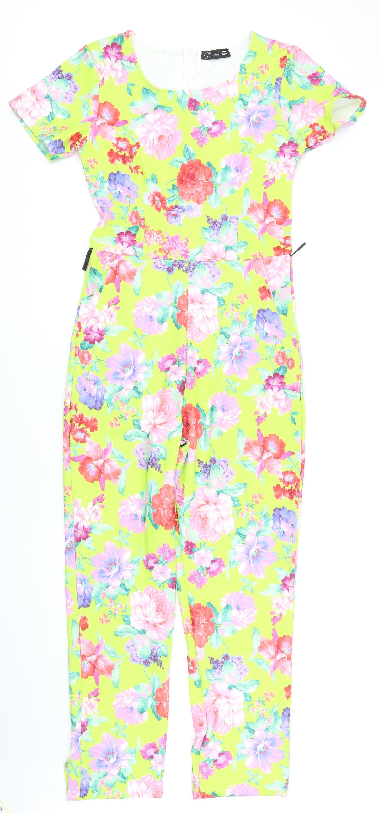 Glamour babe Womens Multicoloured Floral Polyester Jumpsuit One-Piece Size 12 L30 in