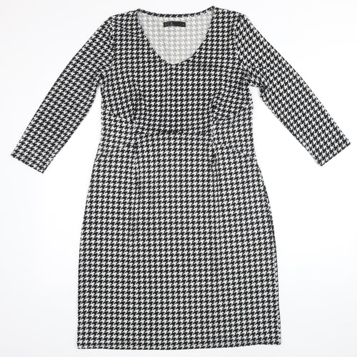 Foil Womens Multicoloured Houndstooth Polyester Shift Size S V-Neck