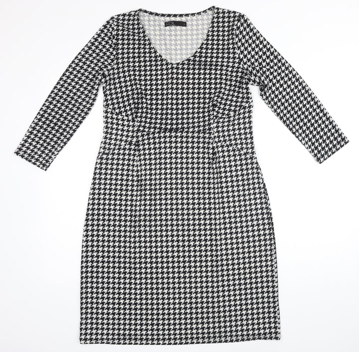 Foil Womens Multicoloured Houndstooth Polyester Shift Size S V-Neck