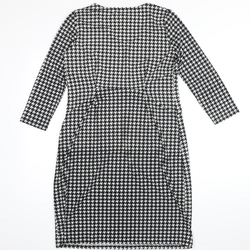 Foil Womens Multicoloured Houndstooth Polyester Shift Size S V-Neck