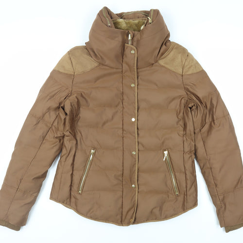 Giordano Womens Brown Quilted Jacket Size XL Zip - Zipped Pockets