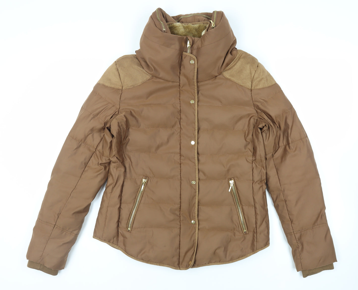 Giordano Womens Brown Quilted Jacket Size XL Zip - Zipped Pockets