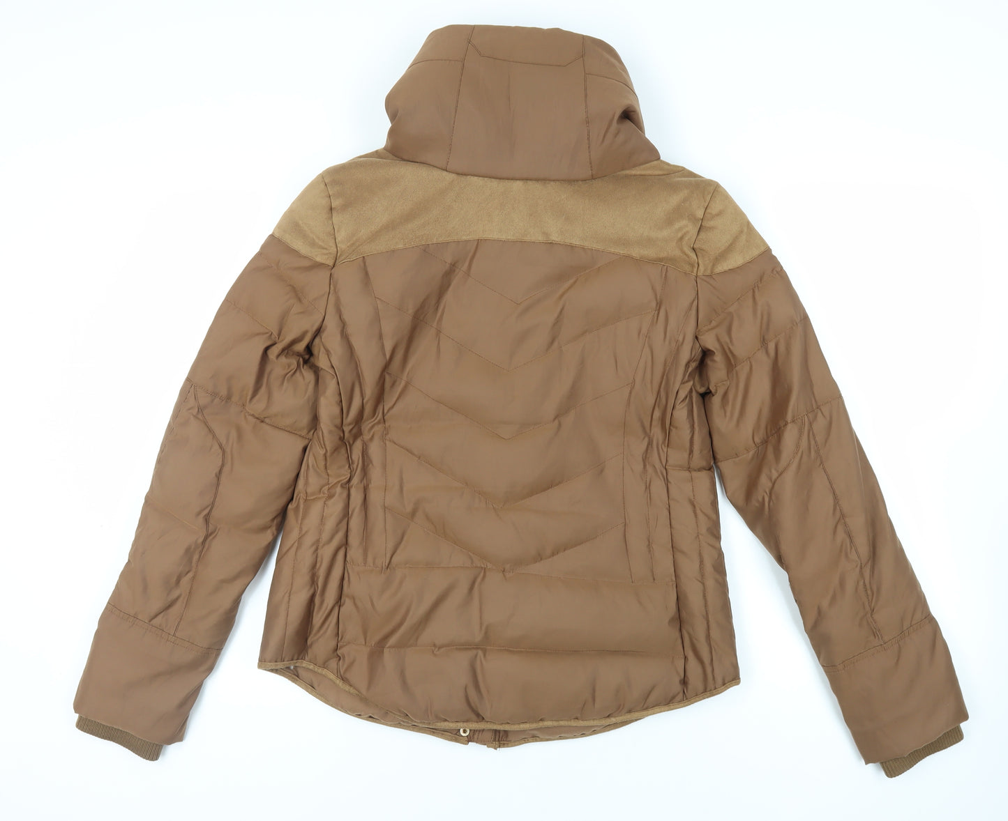 Giordano Womens Brown Quilted Jacket Size XL Zip - Zipped Pockets