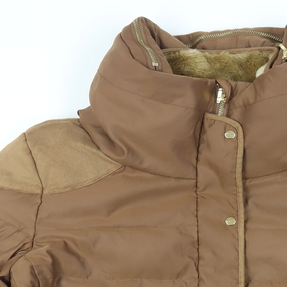 Giordano Womens Brown Quilted Jacket Size XL Zip - Zipped Pockets